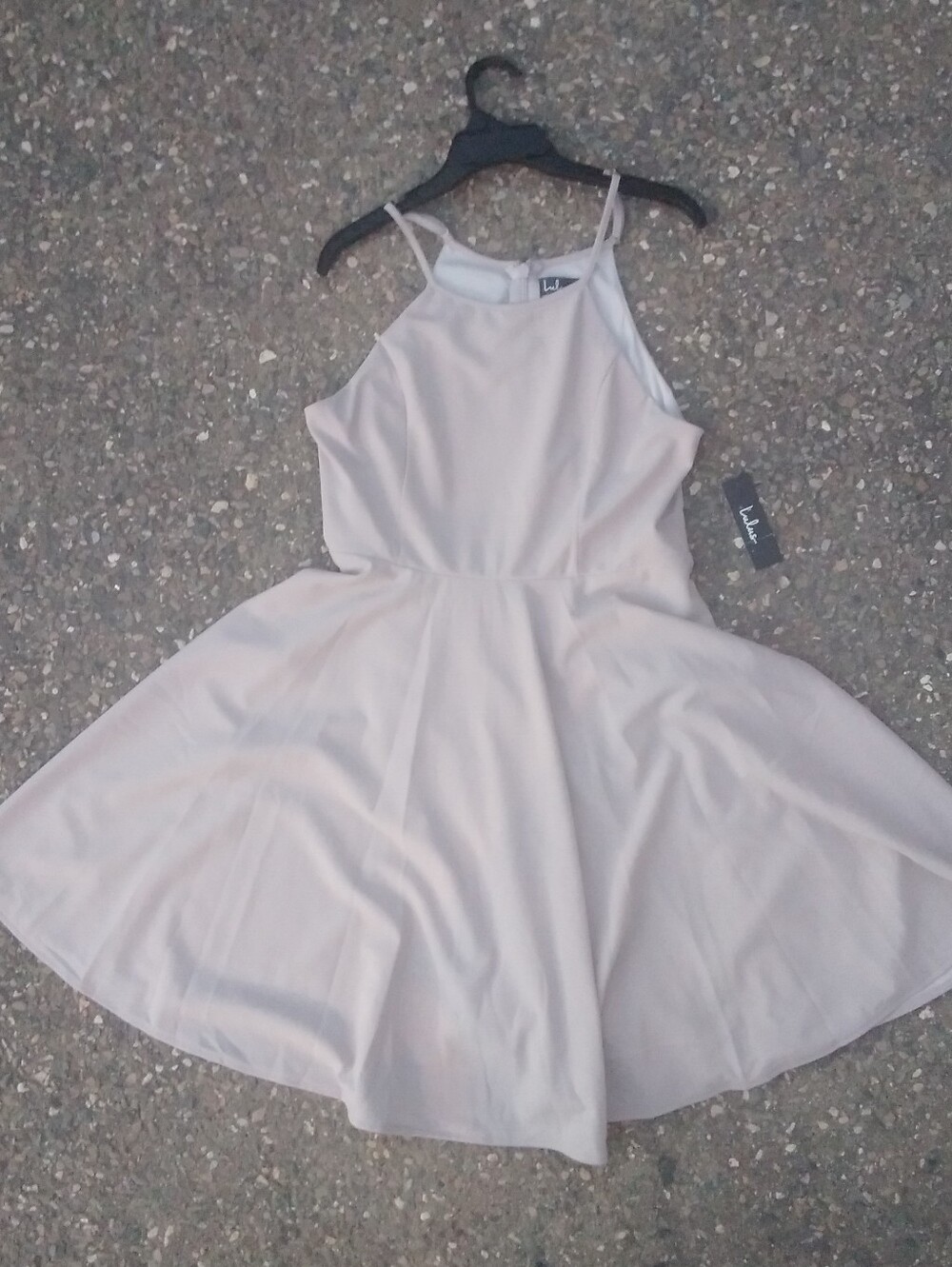 Lulus Dress Fit Flare Cocktail Grey Halter Party New With Tags XL Style 25182